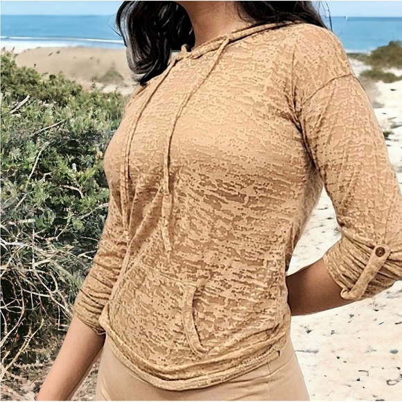 🆕 Burnout Hoodies - Delicate - Lightweight - Chiffony Lace - Tangerine NWOT - Picture 8 of 9